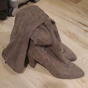 Franco Sarto Taupe Suede Heeled Boots
